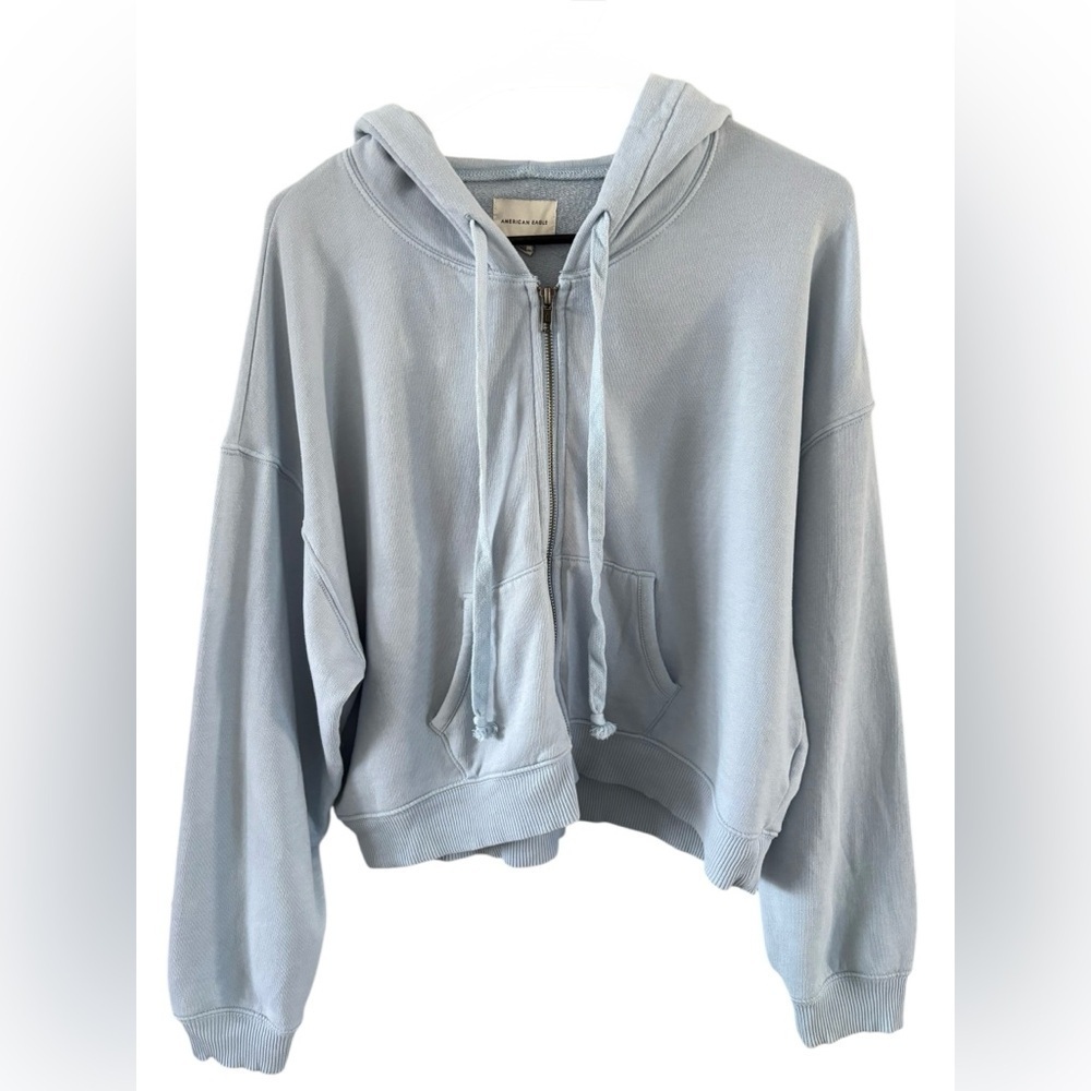 American Eagle Outfitters Light Blue Zip-Up Hoodie